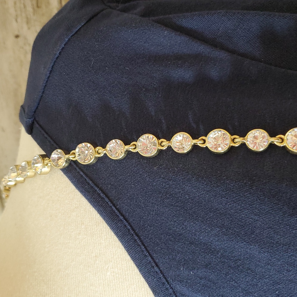 Chico's Crystal and Gold-tone Long Necklace EUC